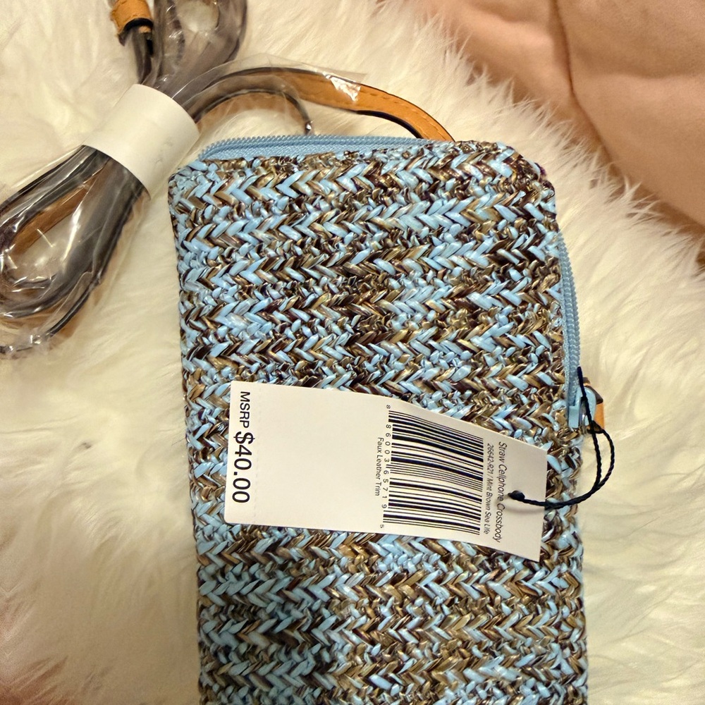 Stylish Blue and Brown Woven 
Cell phone purse